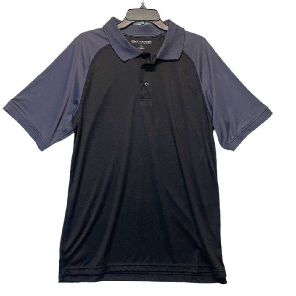 Great Northwestern Performance Polo Shirt Mens Medium Black Gray UPF 30 NEW
